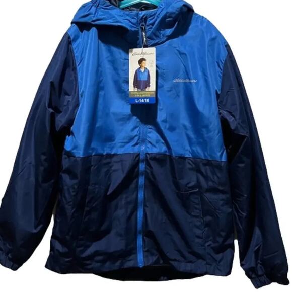 Eddie Bauer Boy’s Jacket Coat 3 in 1 System Navy Blue Large NWT - Picture 1 of 6